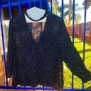 TORRID 6X Polka Dot Black Choker Top